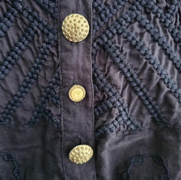 Soft Surroundings Alka Blue Mismatched Button Tunic Shirt Sz PL Costal Grandma - Picture 7 of 16